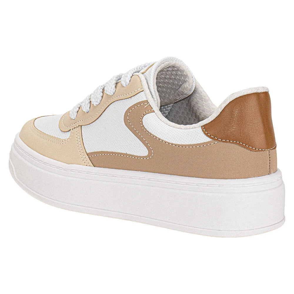 Tênis Casual Feminino Bege & Creme – Conforto e Estilo