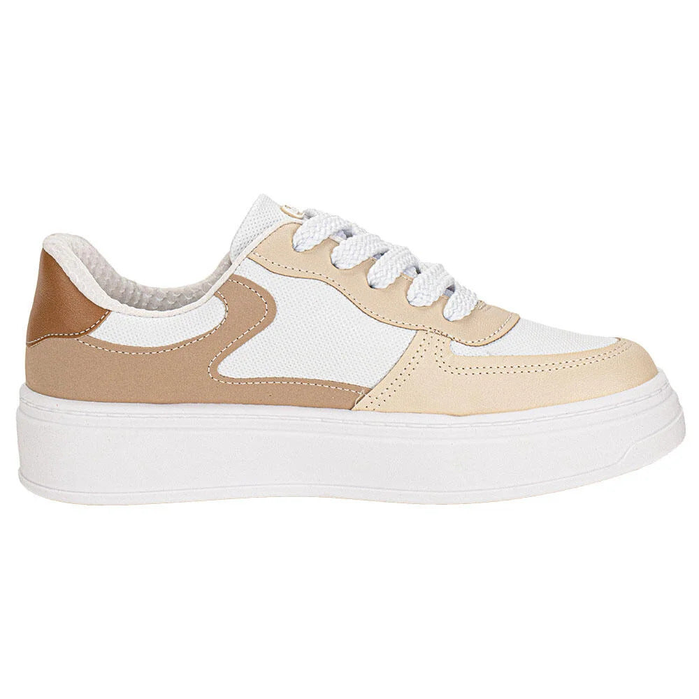 Tênis Casual Feminino Bege & Creme – Conforto e Estilo