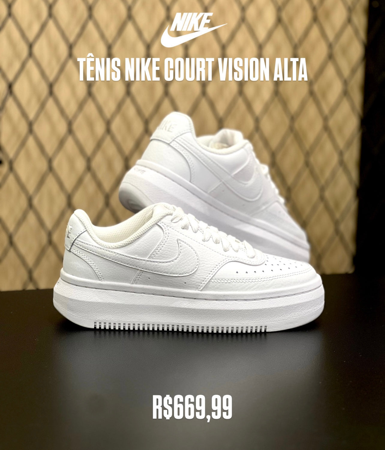 Tênis Nike Court Vision Alta Branco Feminino