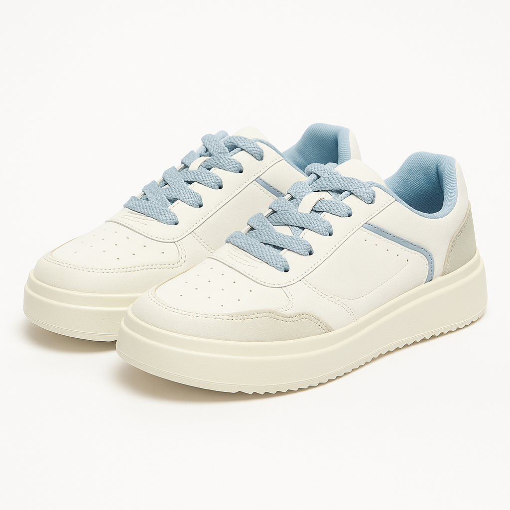 Tênis Feminino Plataforma TR369 Branco/Jeans Oneflip