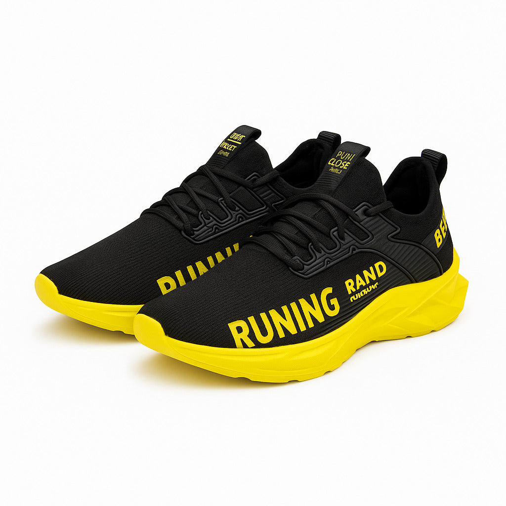 Tênis Masculino OneFlip JM008 Preto/Amarelo RUNNING