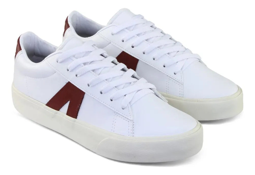 Tênis Allike Masculino Branco/Bordô – Estilo Urbano