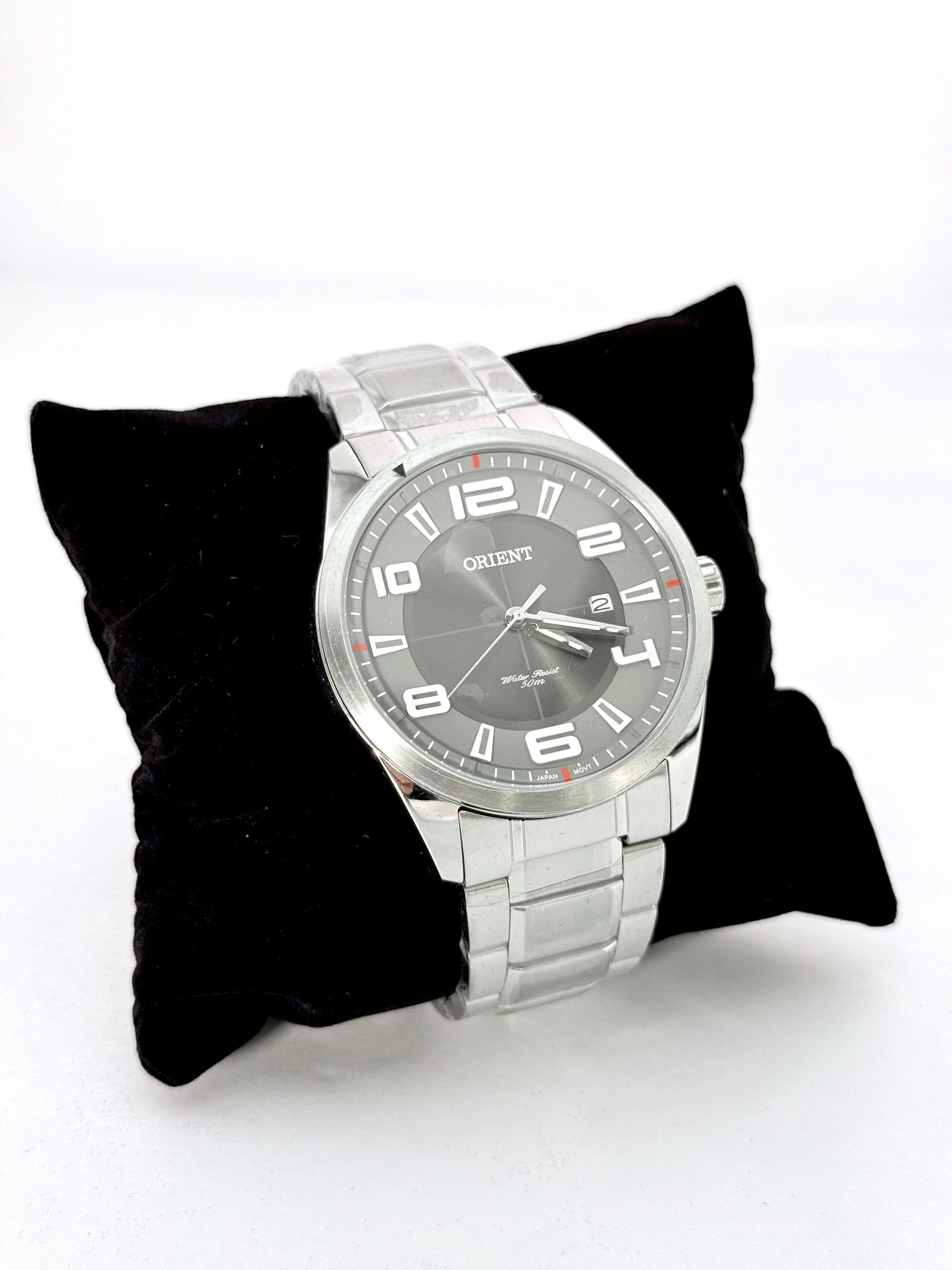 Relógio Orient Masculino G2SX Aço Inox Grafite com Calendário