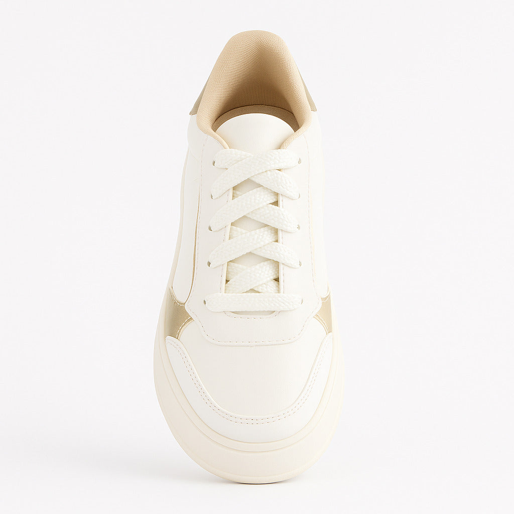 Tênis Feminino Oneflip AR578 Branco/Dourado Casual Confort