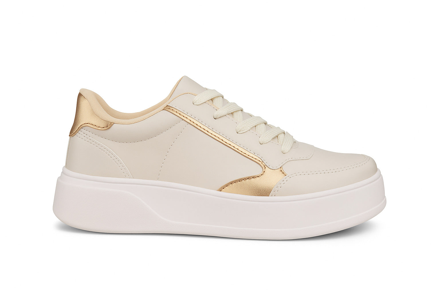 Tênis Feminino Oneflip AR578 Branco/Dourado Casual Confort