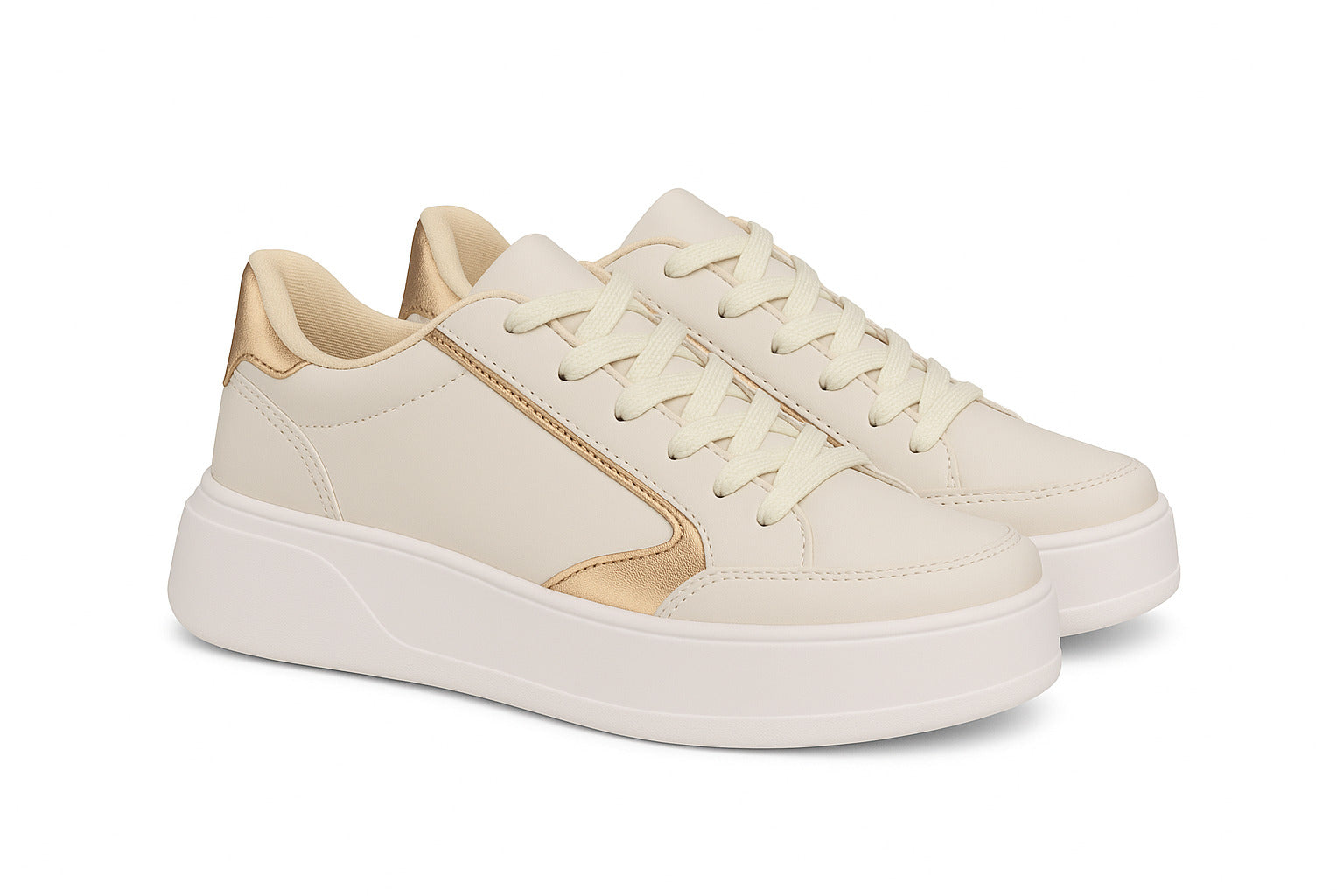 Tênis Feminino Oneflip AR578 Branco/Dourado Casual Confort