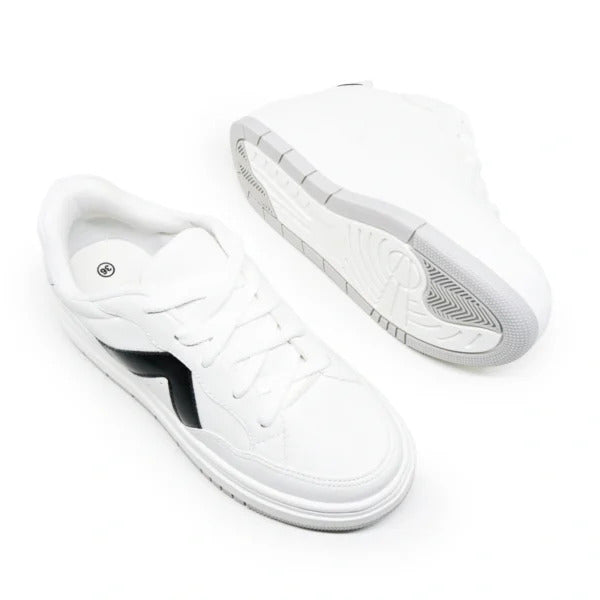 Tênis Feminino TF585 Branco/Cinza/Preto – Estilo Urbano com Toque Moderno