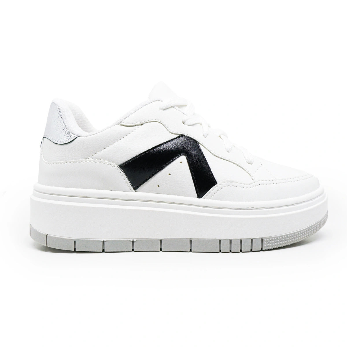 Tênis Feminino TF585 Branco/Cinza/Preto – Estilo Urbano com Toque Moderno