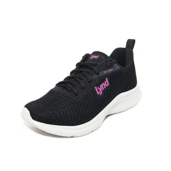 Tênis Lynd On-Mesh Feminino – Preto & Pink | Conforto e Estilo Casual