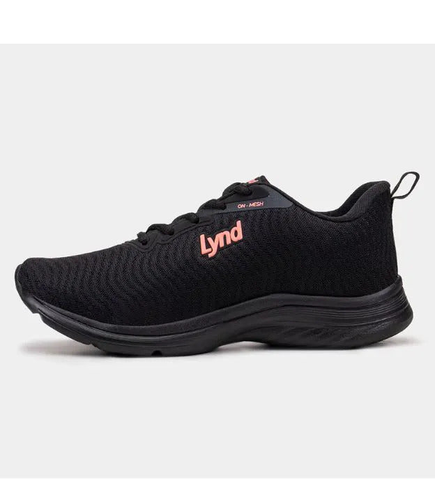 Tênis Lynd On-Mesh Preto/Coral – Conforto e Performance