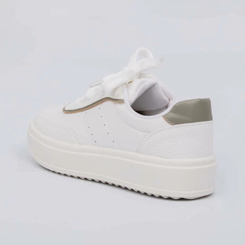 Tênis Feminino TR528 Branco/Oliva – Elegância, Conforto e Versatilidade no Dia a Dia