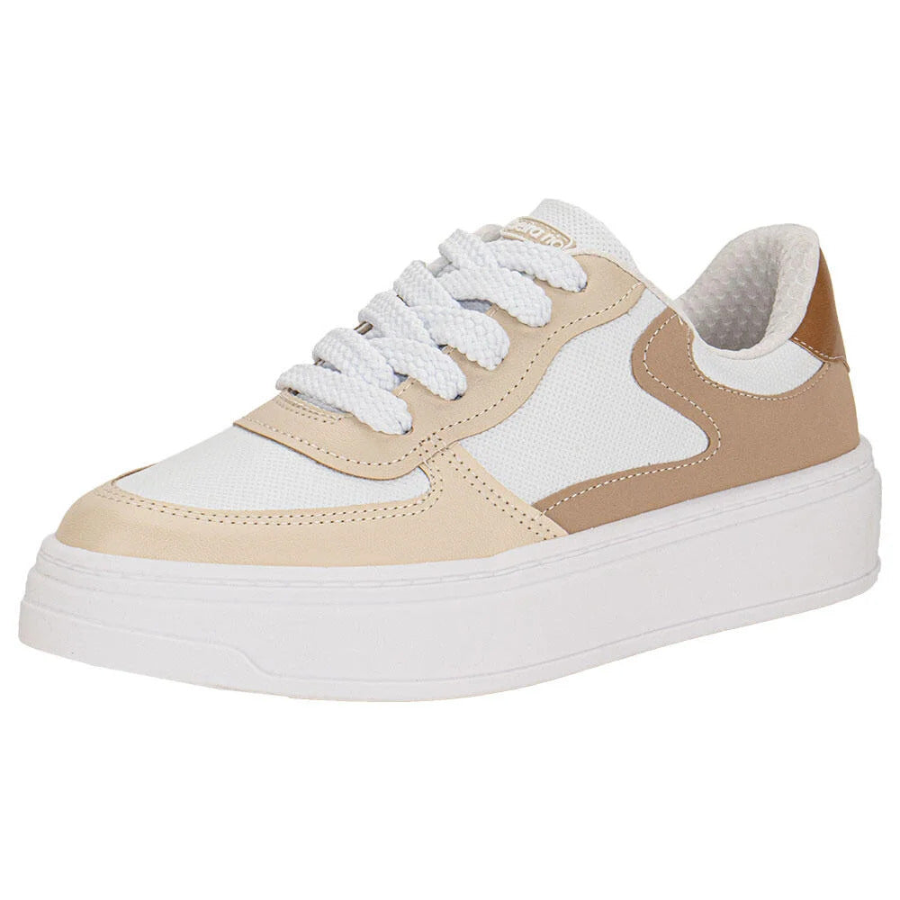 Tênis Casual Feminino Bege & Creme – Conforto e Estilo