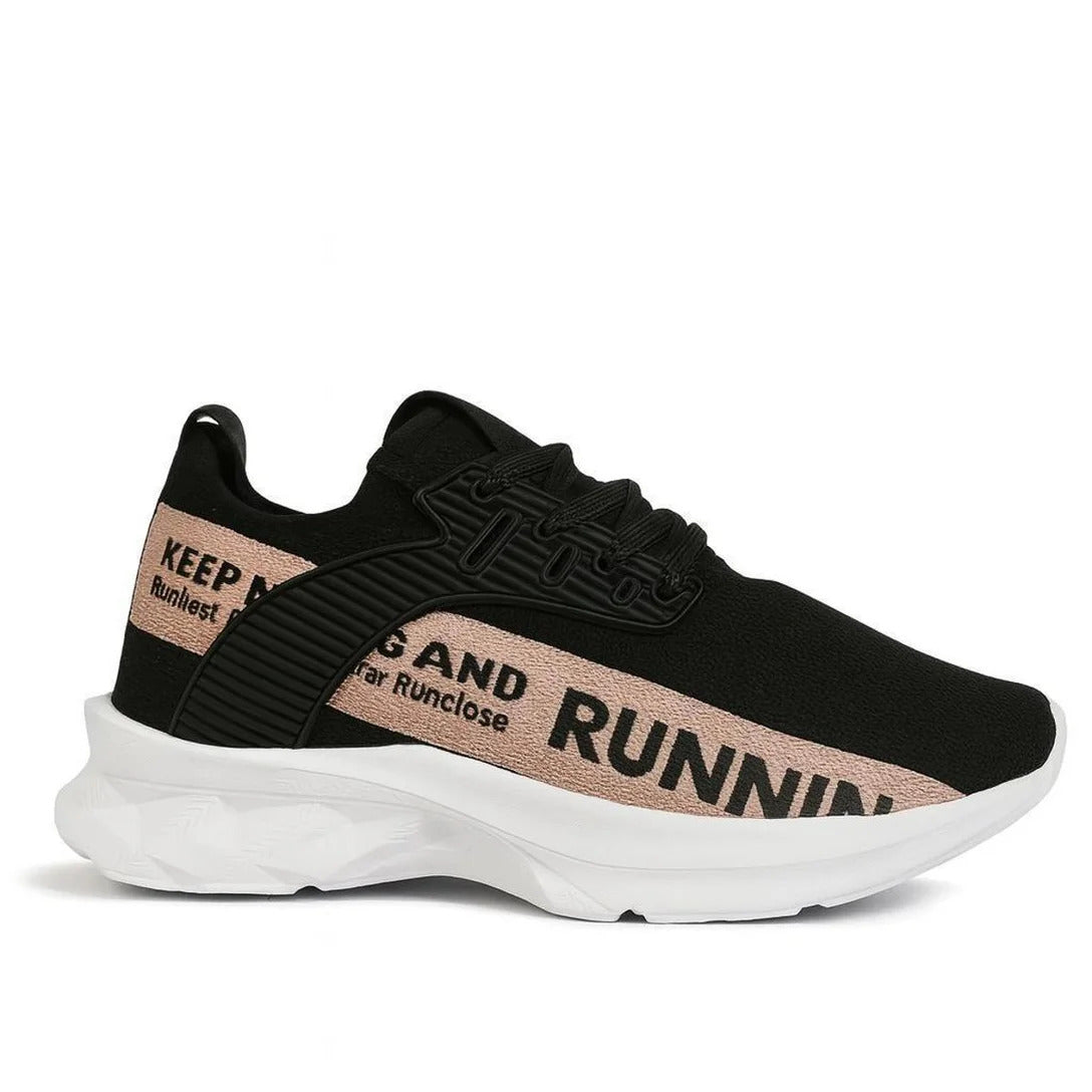 Tênis Feminino Oneflip JF008 Running Preto/Nude Casual