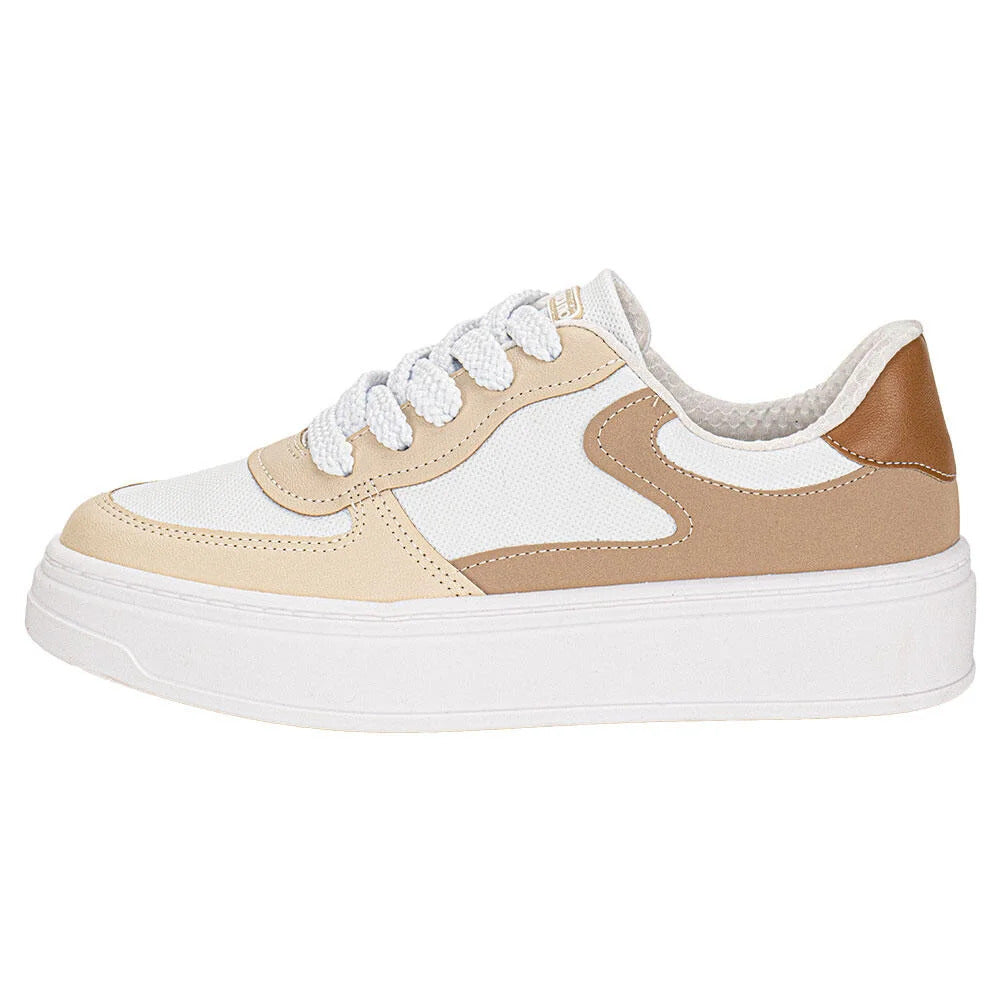 Tênis Casual Feminino Bege & Creme – Conforto e Estilo