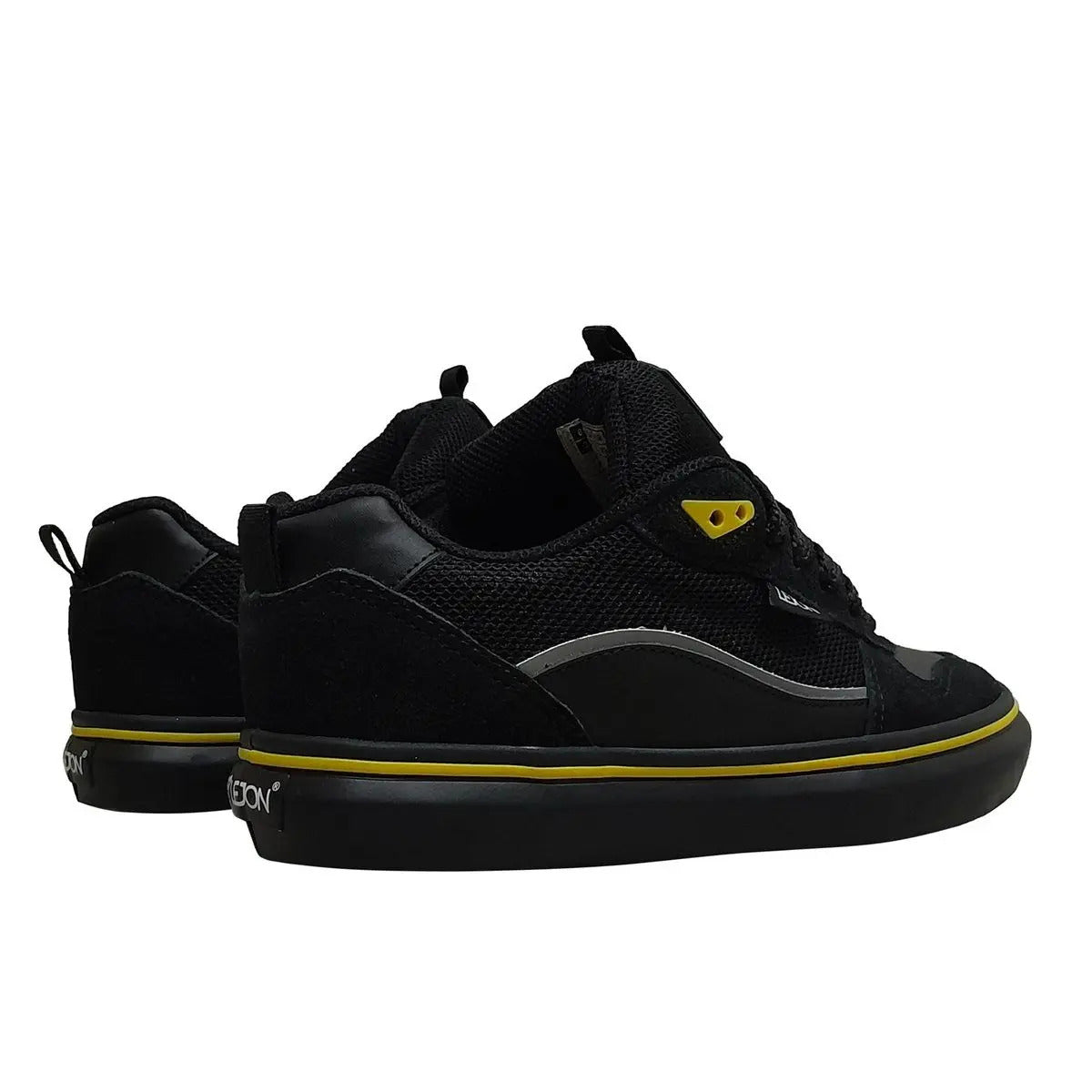 Tênis Lejon LJVU0247 Preto/Preto – Detalhes Amarelos, Estilo Urbano
