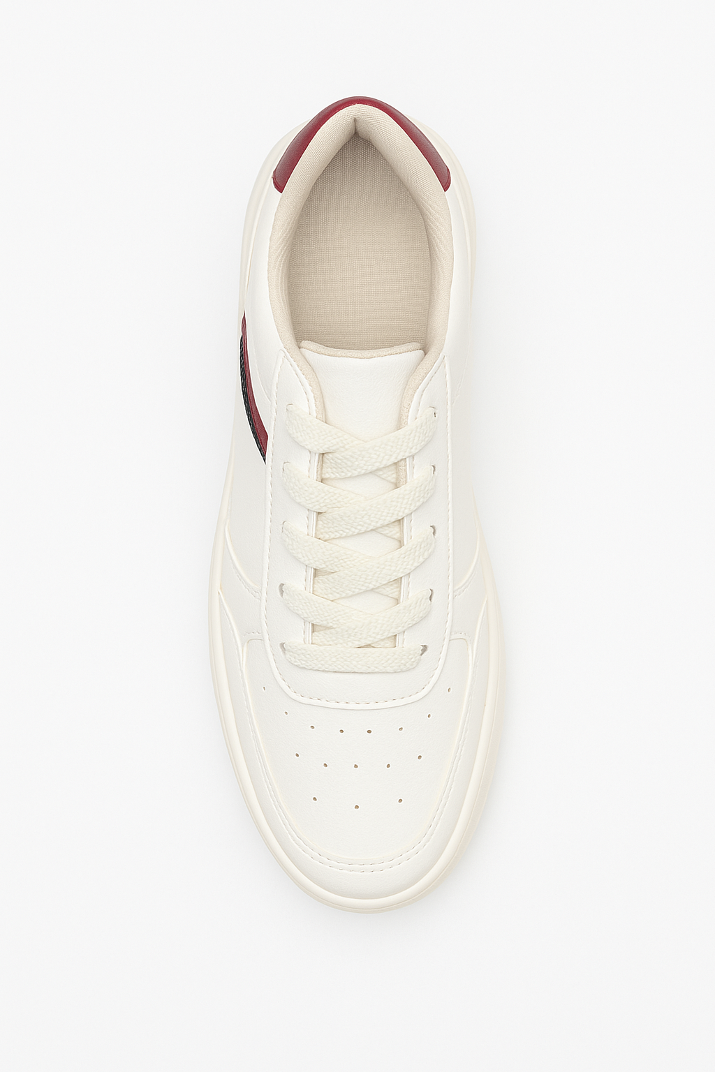 Tênis Feminino Casual Plataforma TR369 Branco/Off White/Bordô Oneflip