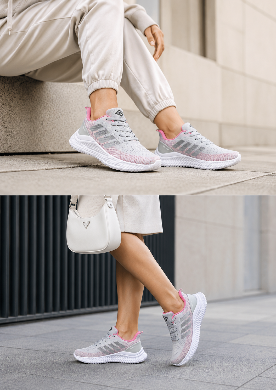 Tênis Feminino Esportivo Veloce Flow Rosa & Branco