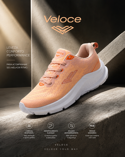 Tênis Feminino Esportivo Veloce Motion Peach