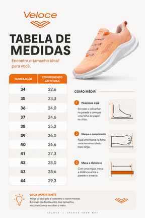 Tênis Feminino Esportivo Veloce Motion Peach