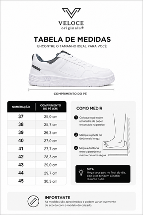 Tênis Casual Masculino Veloce Originals Branco Street