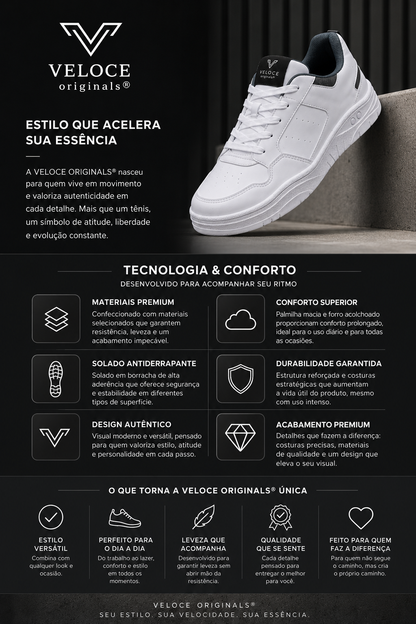 Tênis Casual Masculino Veloce Originals Branco Street