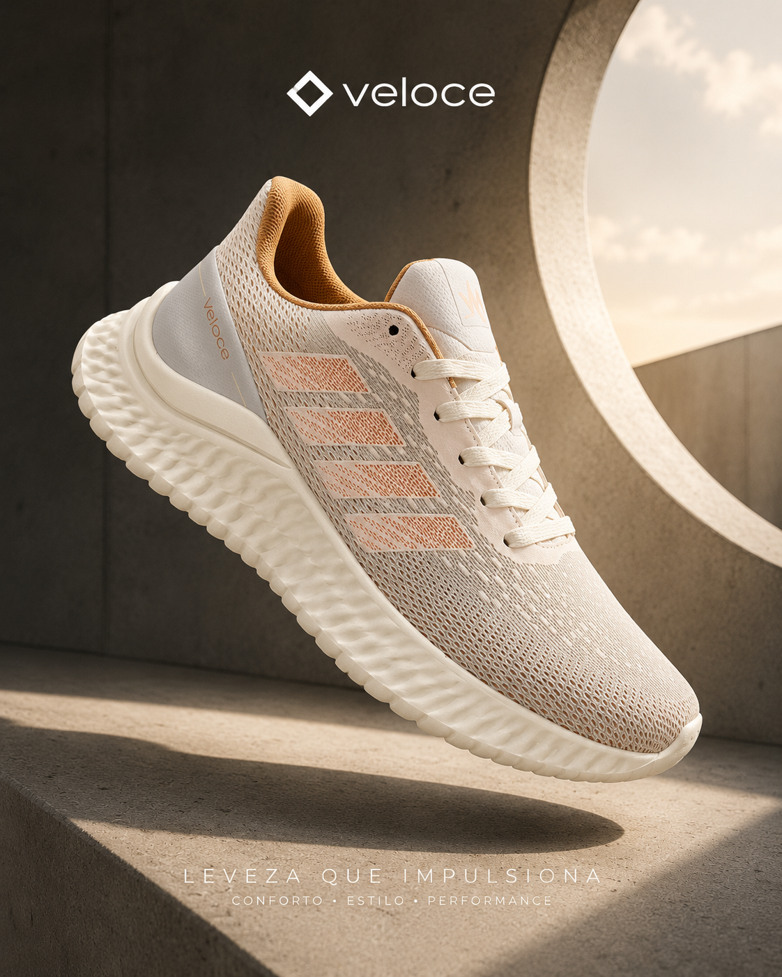 Tênis Esportivo Feminino Veloce Air Motion Nude Rosé