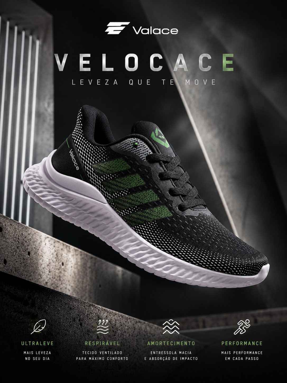 Tênis Casual Masculino Veloce Originals Urban Force Preto Caramelo