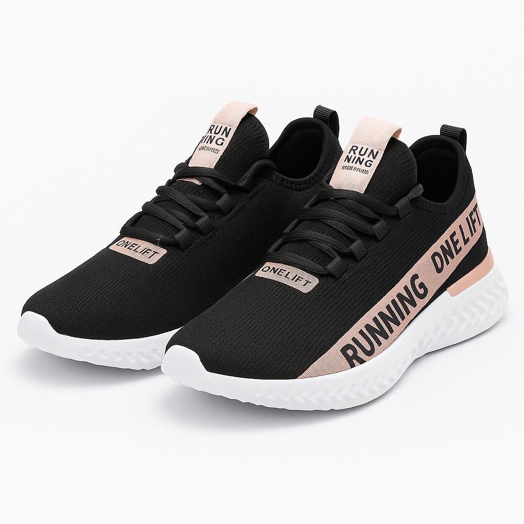 Tênis Feminino JF002 Preto/Rosé Casual Oneflip
