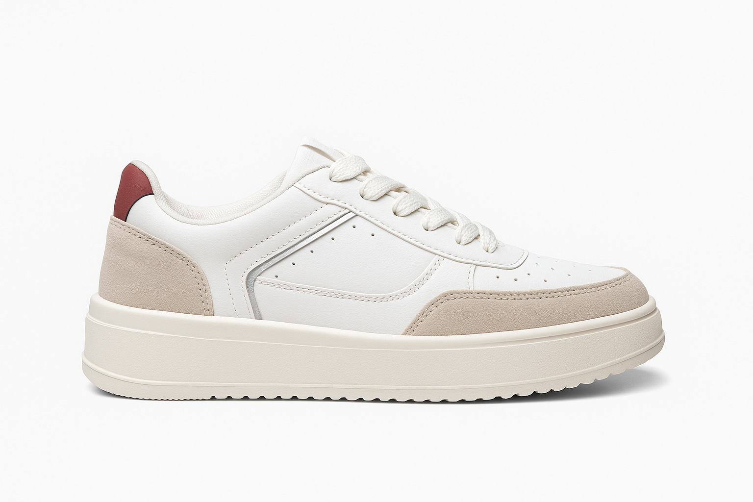 Tênis Feminino Plataforma TR369 Branco/Aveia/Prata Oneflip