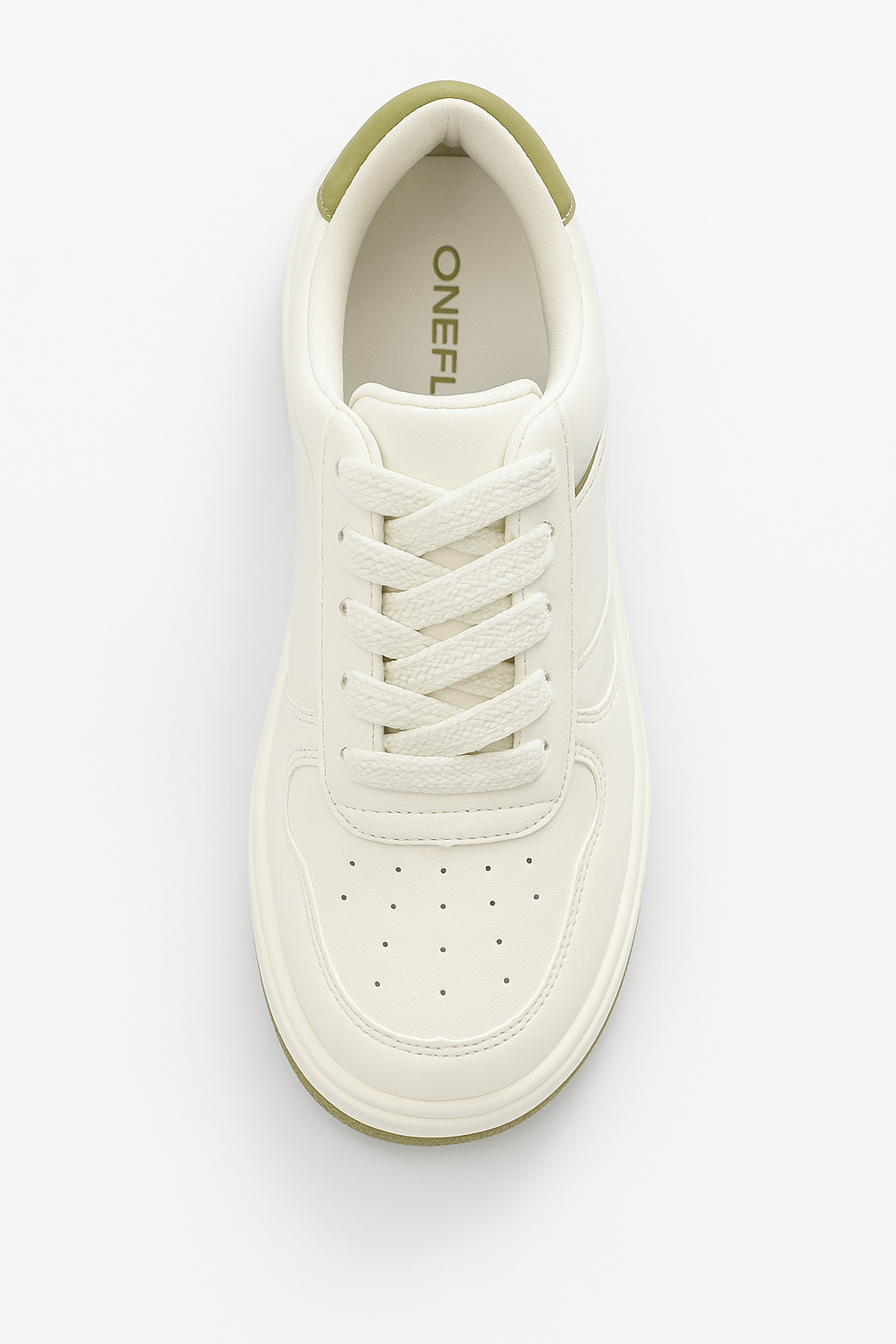 Tênis Feminino Plataforma TF587 Branco/Oliva Oneflip