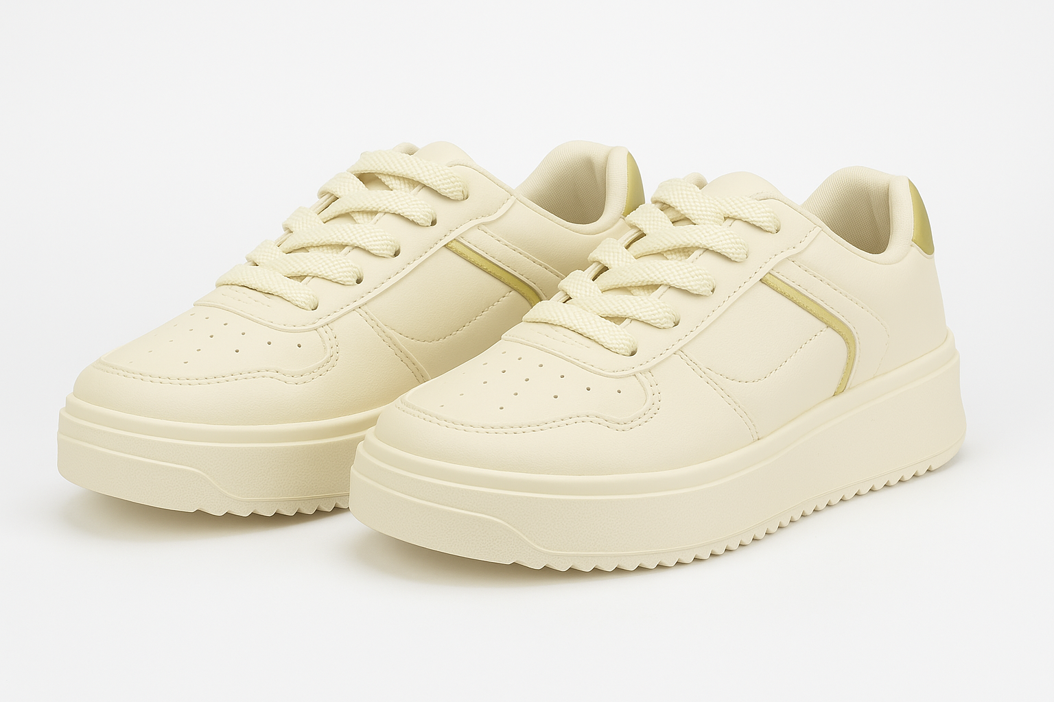 Tênis Feminino Plataforma TR369 Off White Ouro Light Oneflip