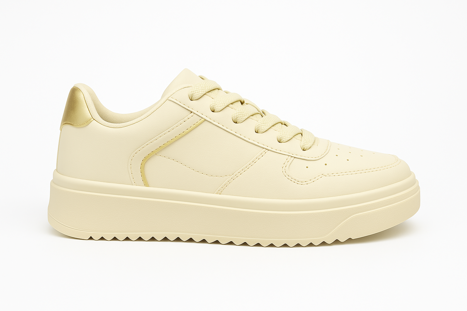 Tênis Feminino Plataforma TR369 Off White Ouro Light Oneflip