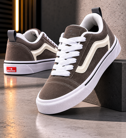 Tênis Casual Skate Ortotênis Urban Taupe White