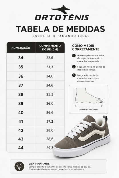 Tênis Casual Skate Ortotênis Urban Taupe White