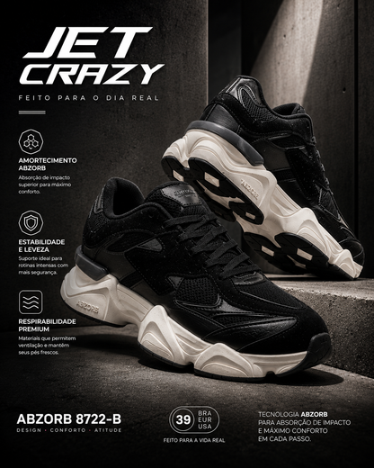 Tênis Jet Crazy Abzorb 8722-B Preto Off White