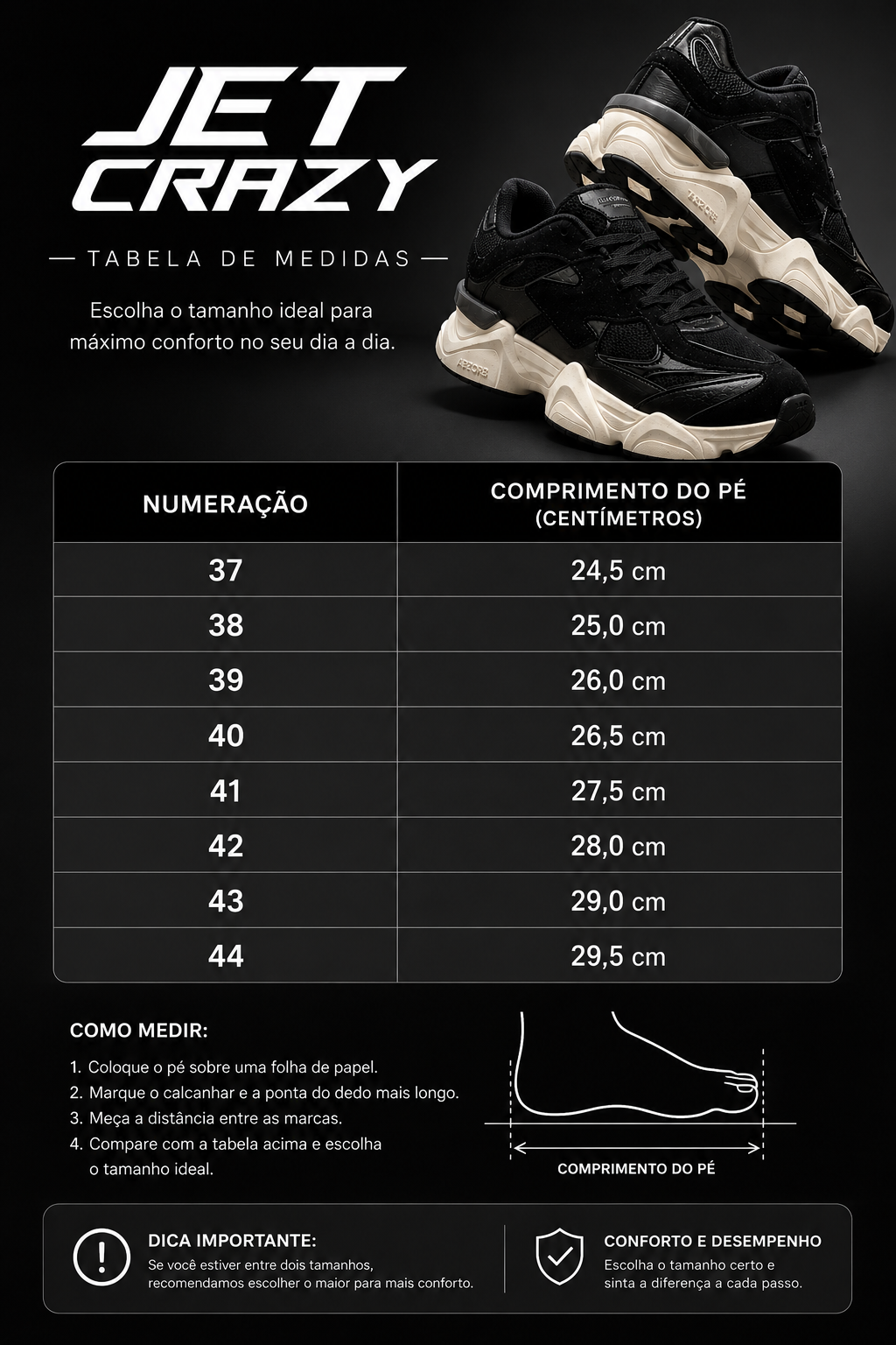 Tênis Jet Crazy Abzorb 8722-B Preto Off White