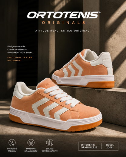 Tênis Feminino Ortotenis Originals Casual Street Peach White