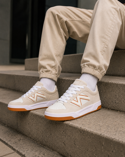 Tênis Casual Jet Crazy Urban Street Off White / Caramelo