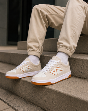 Tênis Casual Jet Crazy Urban Street Off White / Caramelo