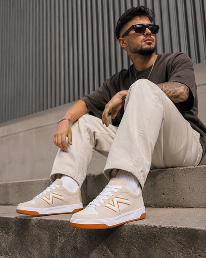 Tênis Casual Jet Crazy Urban Street Off White / Caramelo