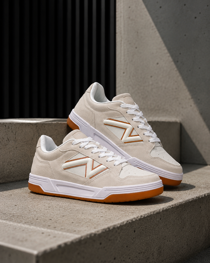 Tênis Casual Jet Crazy Urban Street Off White / Caramelo
