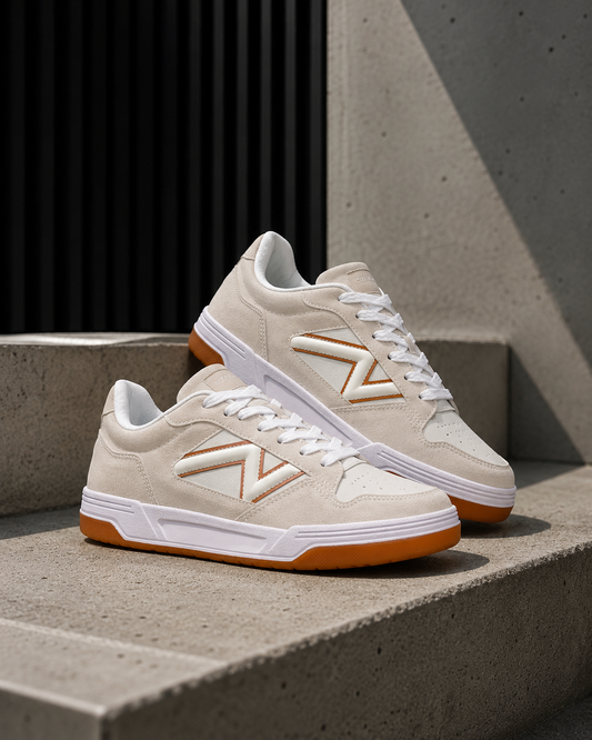 Tênis Casual Jet Crazy Urban Street Off White / Caramelo