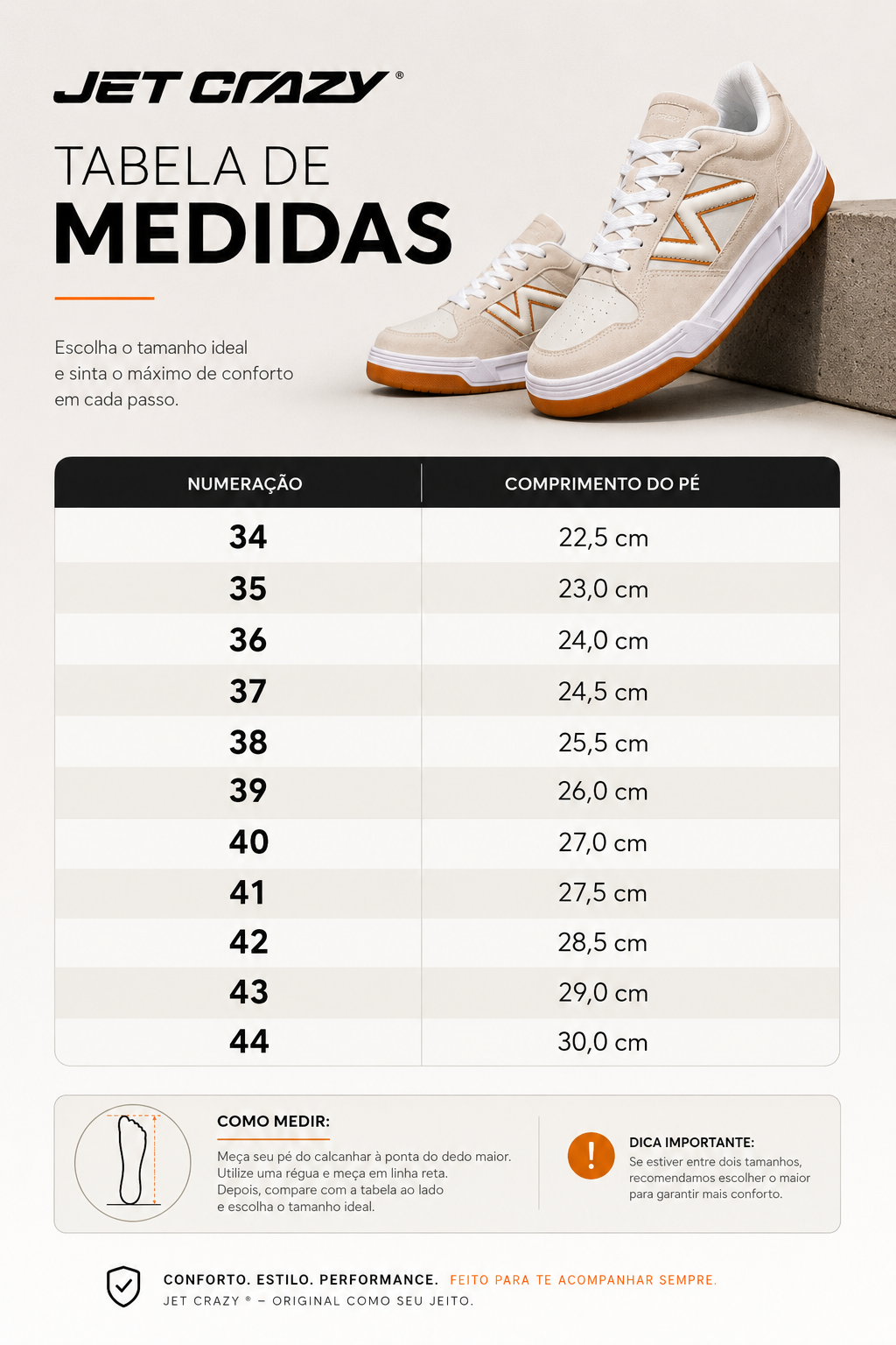 Tênis Casual Jet Crazy Urban Street Off White / Caramelo