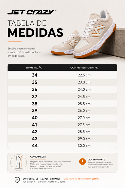 Tênis Casual Jet Crazy Urban Street Off White / Caramelo