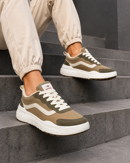 Tênis Ortotênis Casual Urban Trail Bege/Oliva – Masculino