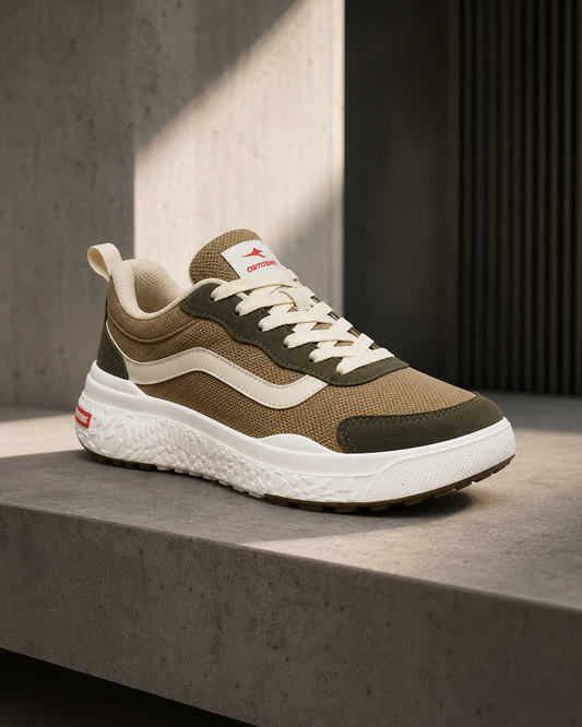 Tênis Ortotênis Casual Urban Trail Bege/Oliva – Masculino