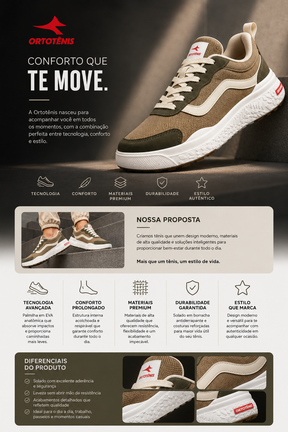 Tênis Ortotênis Casual Urban Trail Bege/Oliva – Masculino