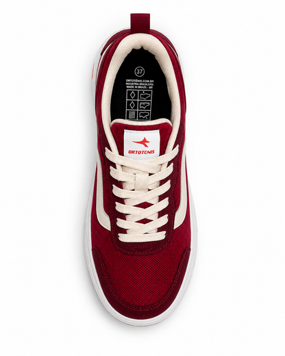 Tênis Ortotênis Casual Urban Vermelho Bordô – Unissex