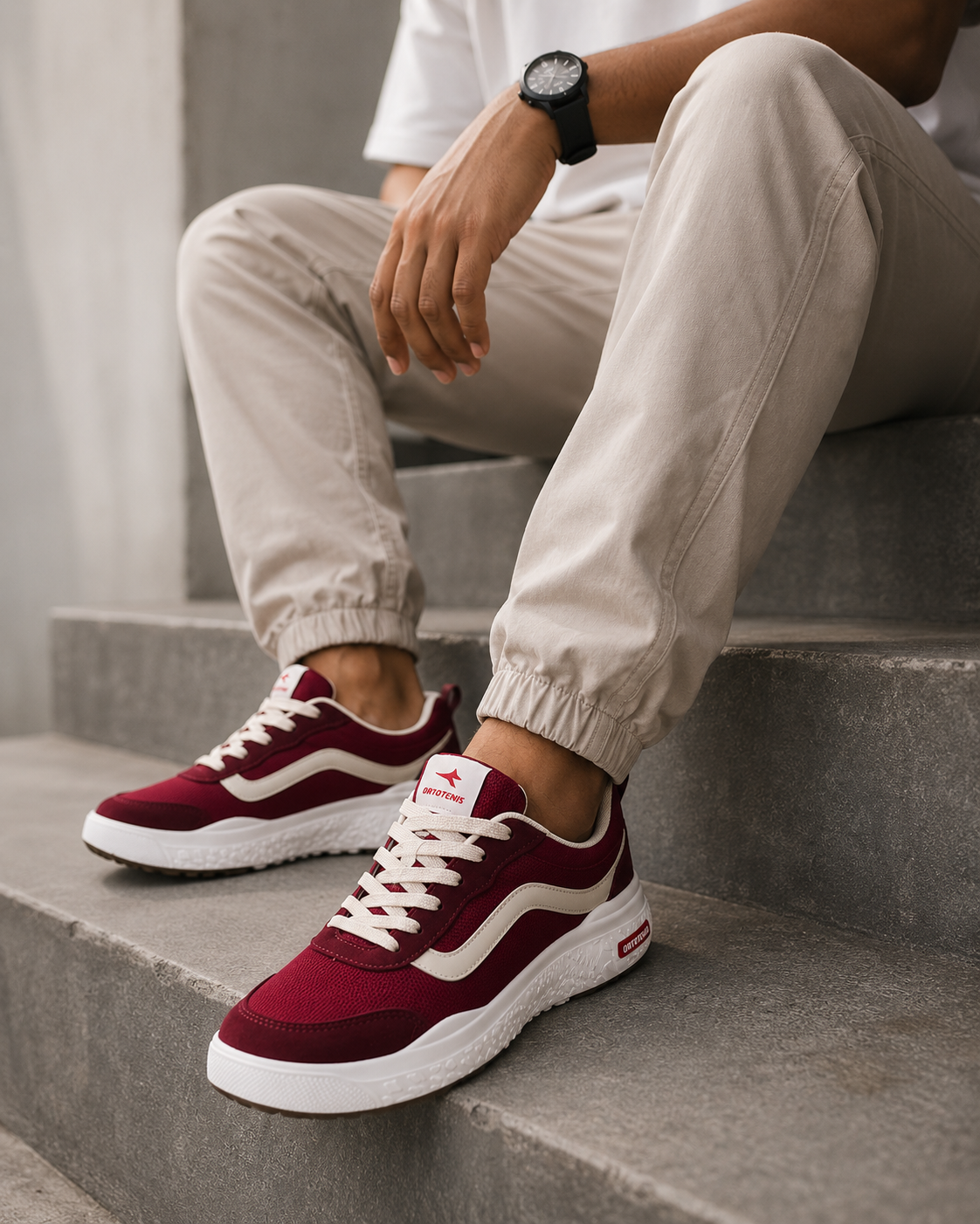Tênis Ortotênis Casual Urban Vermelho Bordô – Unissex