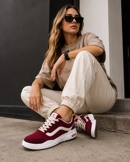 Tênis Ortotênis Casual Urban Vermelho Bordô – Unissex